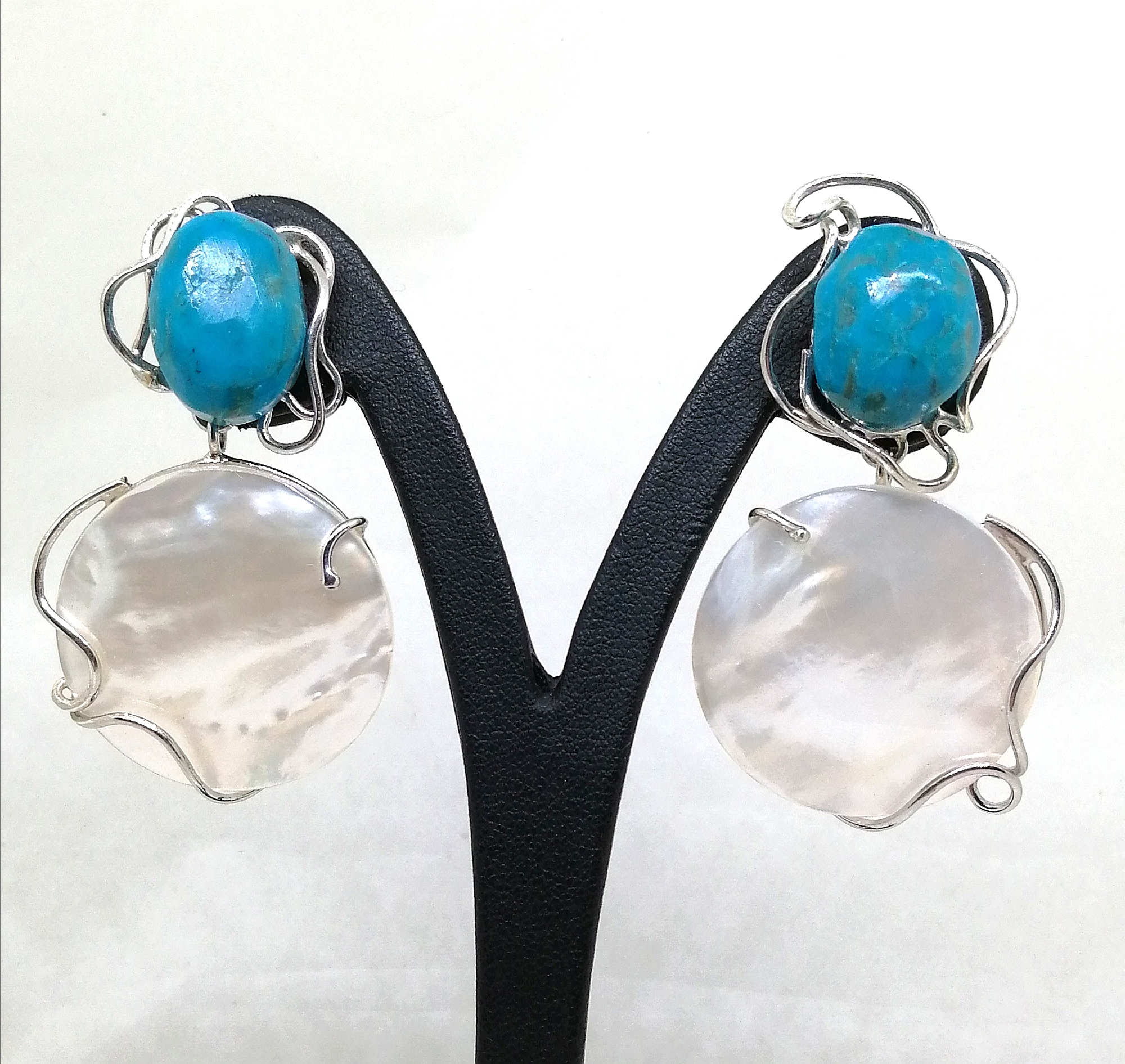 Orecchini Turchese Donna Orecchini A Perno In Turchese Naturale Placcati Oro Gioiello Fatto A Mano Pietra 321812 - Foto 13