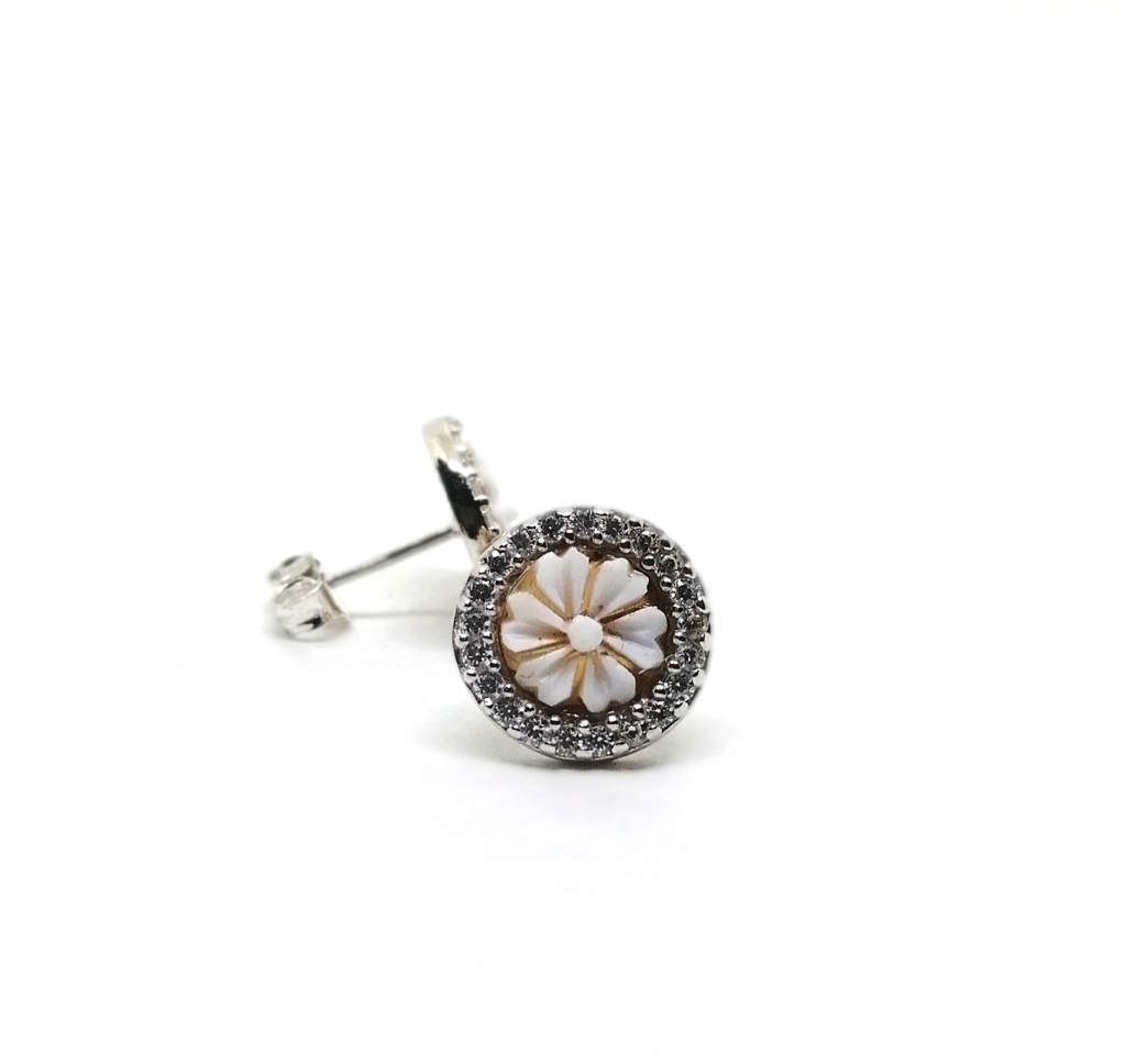 Orecchini A Pressione Donna Laimons Fiore In Argento 925 Con Zirconi - Gioielli Eleganti
