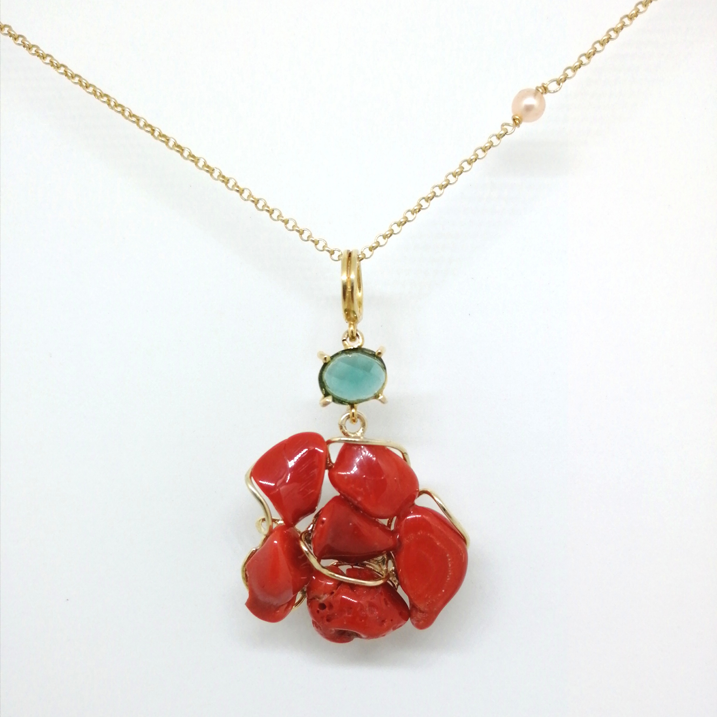 Ciondolo Cuore Fatto A Mano In ORO 18 Carati E Corallo Rosso Di Sardegna OFFERTA A TEMPO - Foto 8