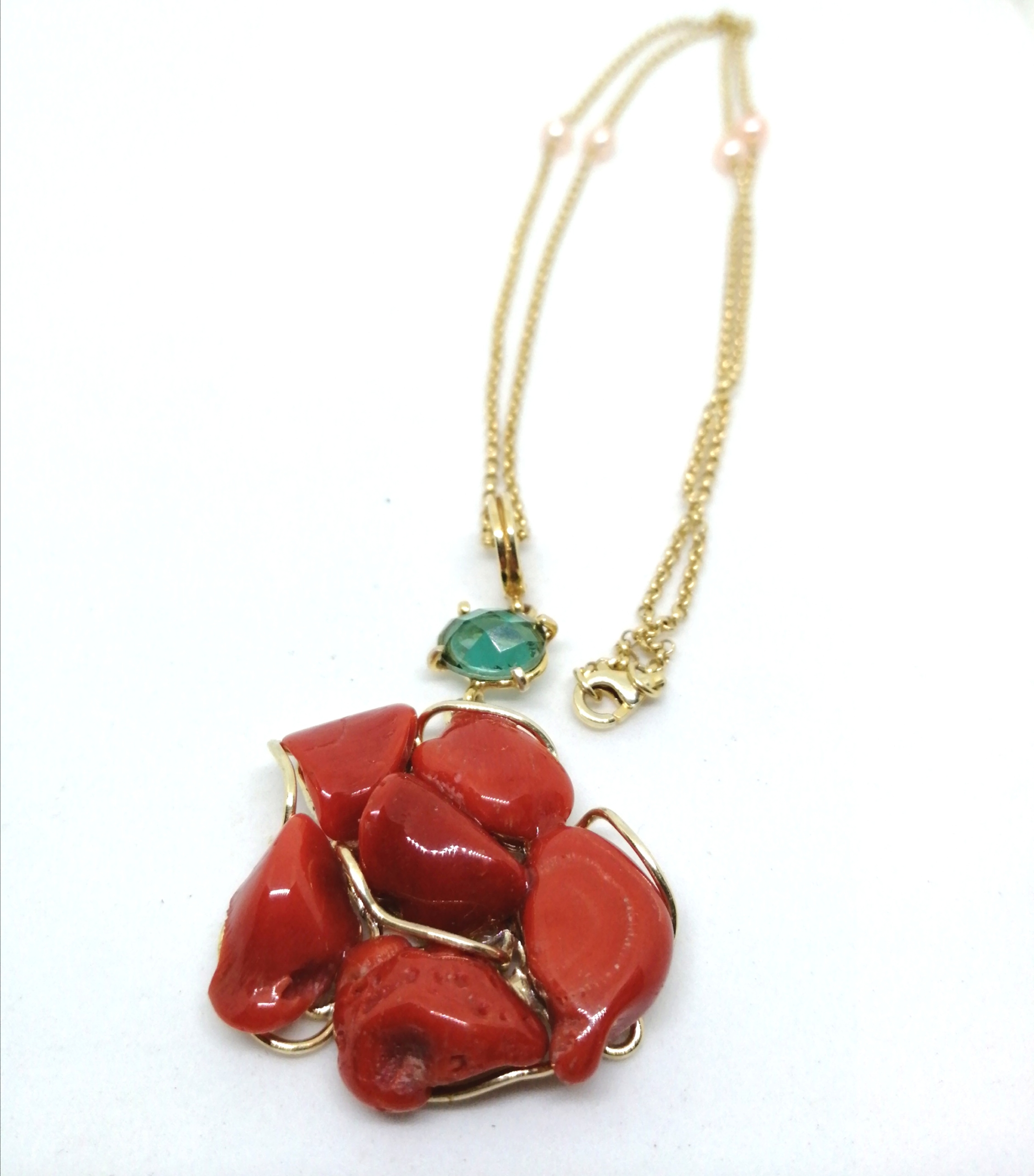 Cornetto Portafortuna In Corallo Rosso Mediterraneo E Argento 925 - Ciondolo Unisex 2,5cm Artigianale Made In Italy - Foto 2