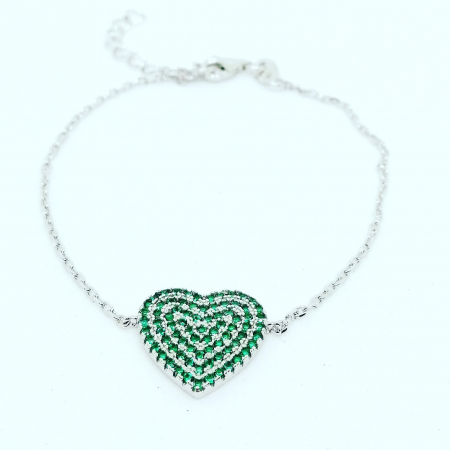 bracciale cuore zirconi verdi