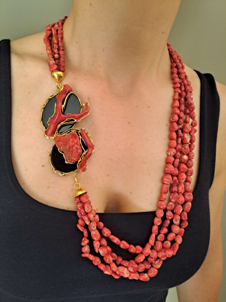 collana corallo rosso a sassi