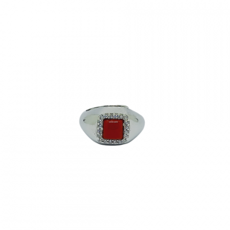 anello quadrato corallo rosso