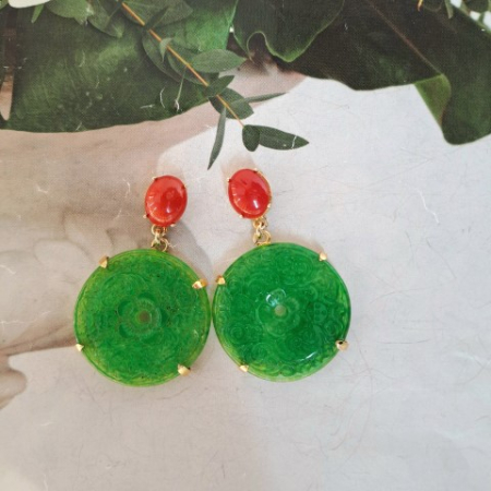 orecchini con quarzo verde e corallo rosso