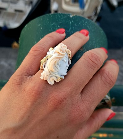 anello cammeo volto diana