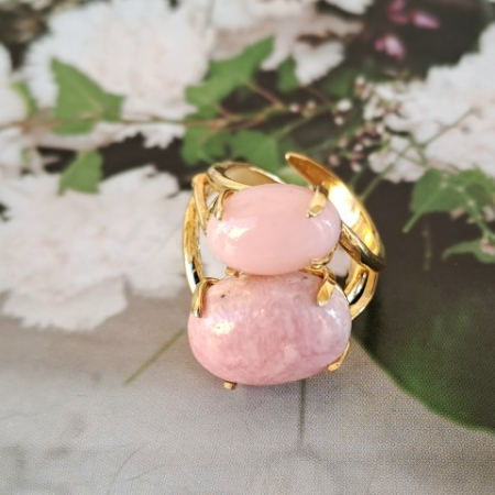 anello pietre rosa cabochon