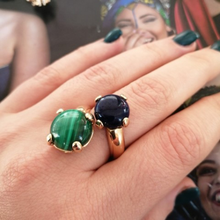 anello modello contrariè con malachite e lapis