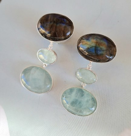 orecchini labradorite e acquamarina