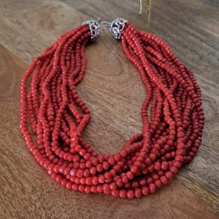 collana a torchon di corallo rosso