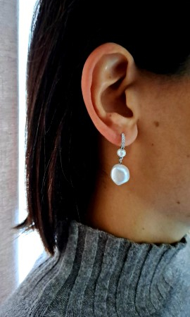 orecchini di perle e argento con zirconi