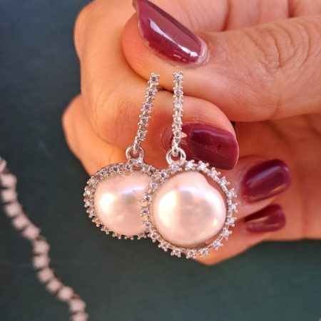 orecchini perle barocche con zirconi bianchi