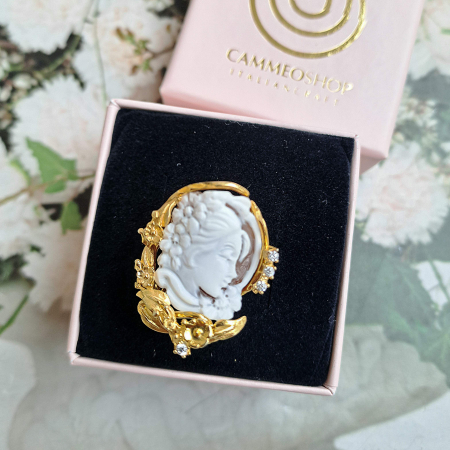 anello cammeo sardonica e zirconi