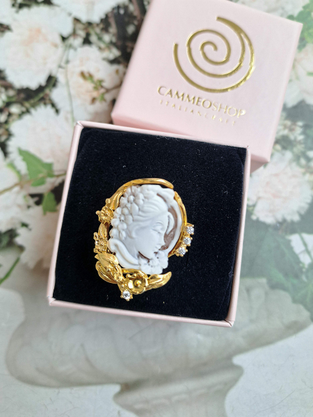 anello cammeo sardonica e zirconi