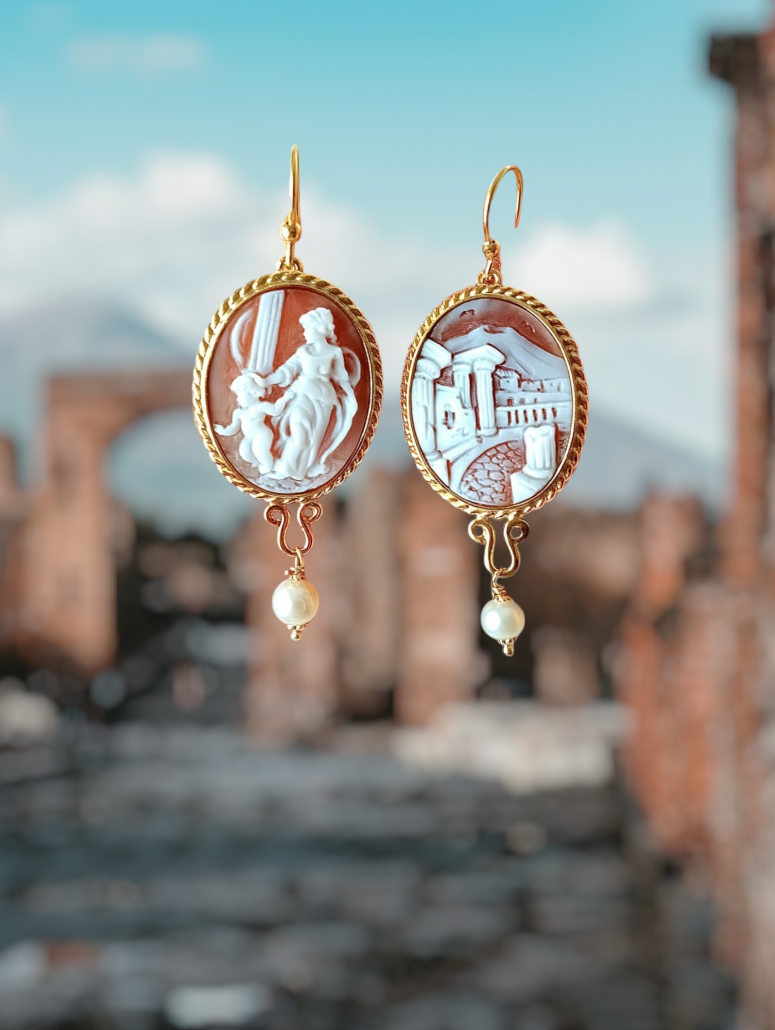 orecchini cammei ispirati all'antica Pompei
