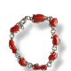 bracciale con pietre di corallo rosso e argento