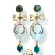 orecchini con cammei e argento dorato con agata verde