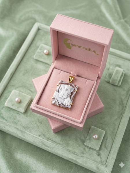 ciondolo argento dorato con ritratto cane